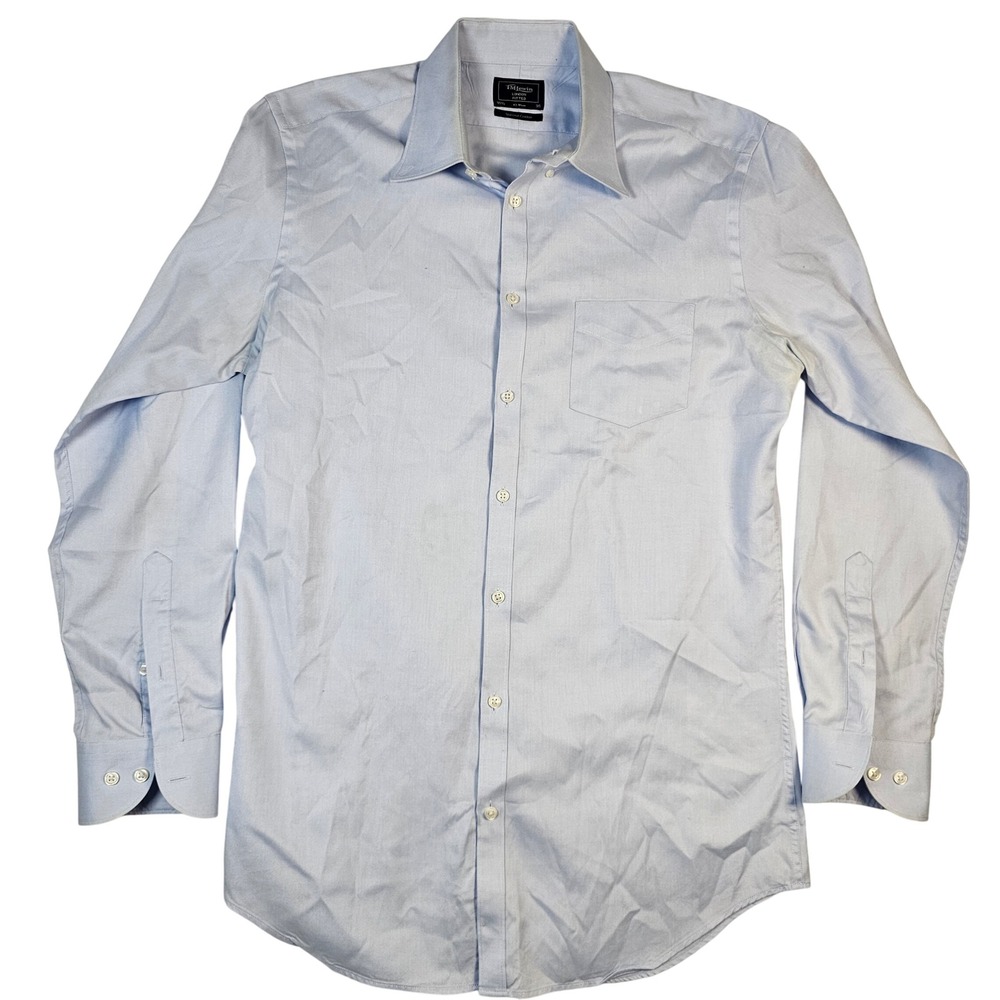 TM Lewin London Fitted Dress Shirt Light Blue Supima Cotton 16.5 36 Mens